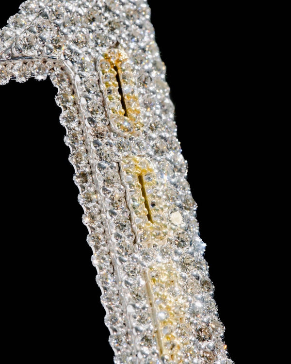 Close-up of hand-set pavé diamonds