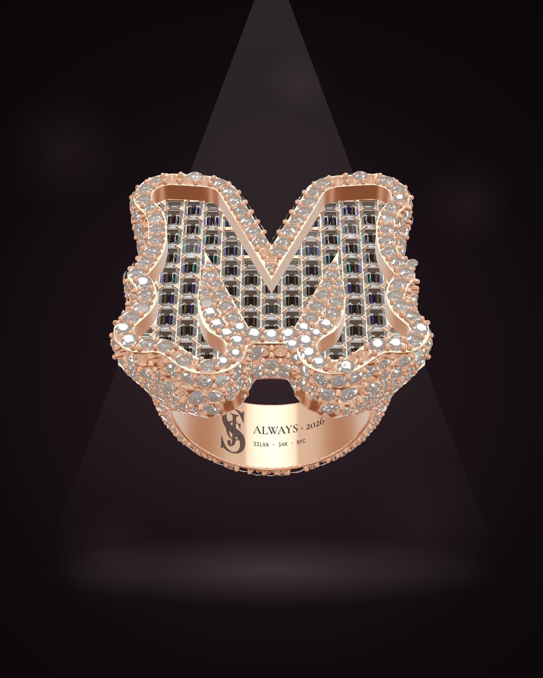 The finished M ring, front